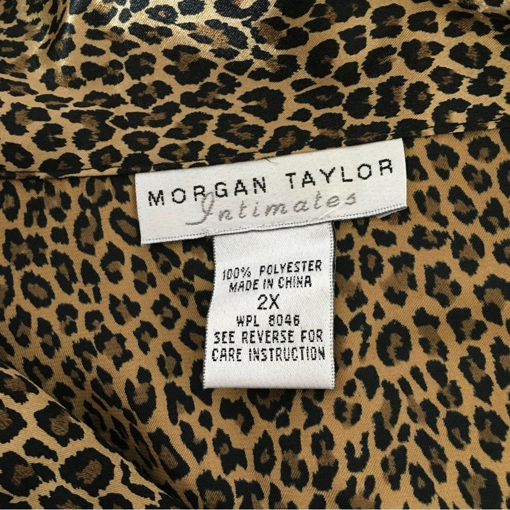 Morgan Taylor Womens Leopard Print Silky Pajama Shirt Pants Sleepwear Set 2X - Picture 12 of 14